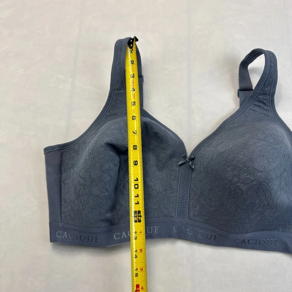 Cacique Bra Womens 44DD Blue Lace Wireless Comfort Support Adjustable Straps